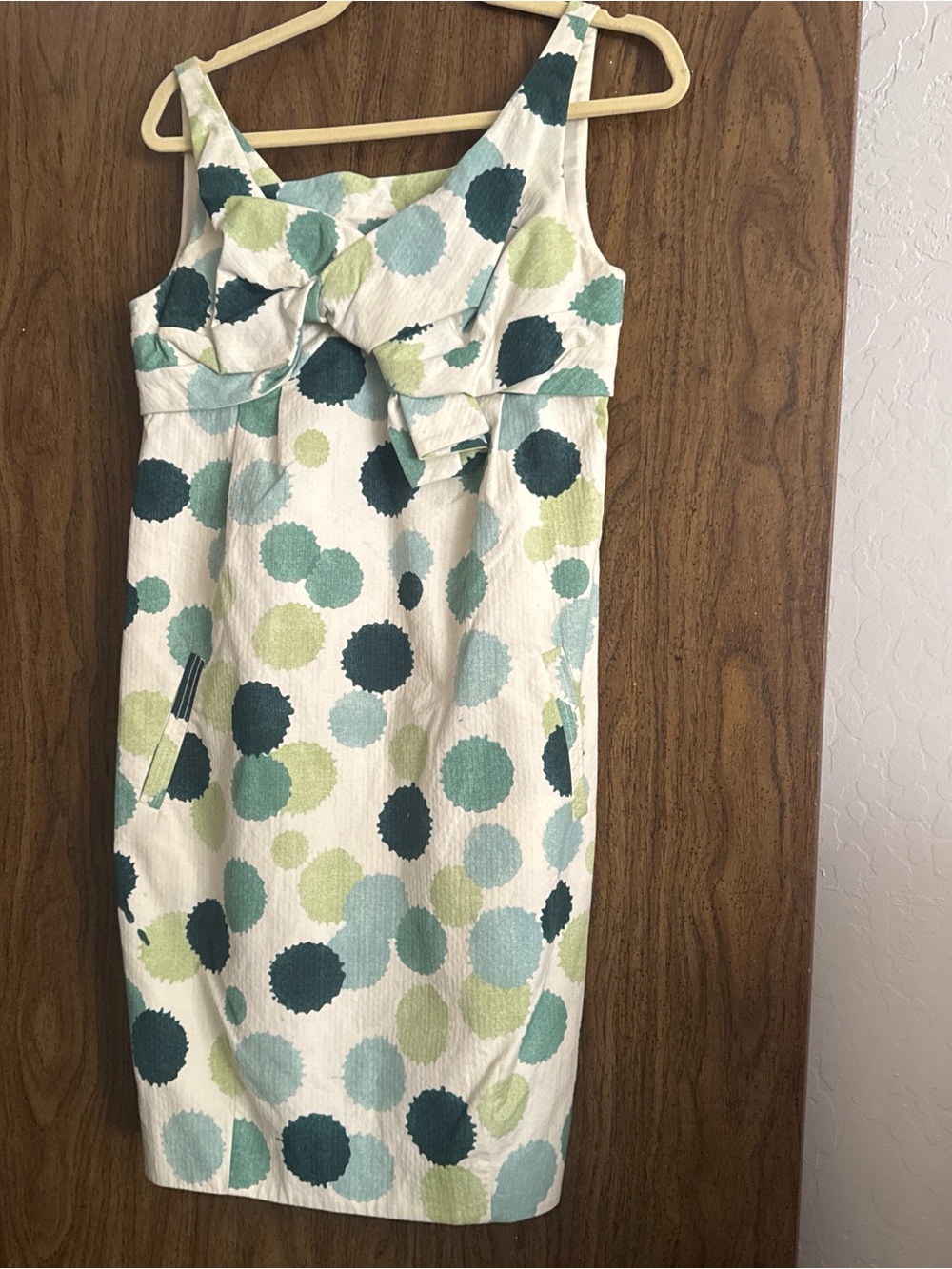 Sleeveless Polka Dot Midi Dress in Cream, Teal & Lime